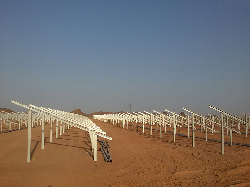 Solar mounting system installation in Toshka, Egypt for large-scale photovoltaic project