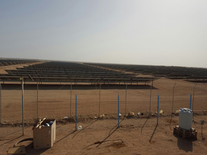 Large-scale solar power plant in Shalateen, Egypt with ground-mounted photovoltaic structures
