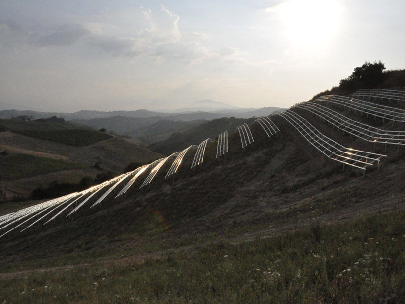 Acquavica Solar Park Italy – photovoltaic ground mounting system on hillside terrain